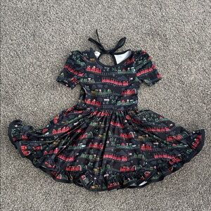 Girlhood Size 4 Colorful Christmas Train Print Twirl Dress